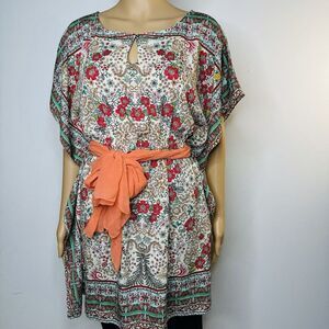 Zara TRF Kaftan Top M Boho Caftan Polyester Floral Coastal Cover Up‎ dress